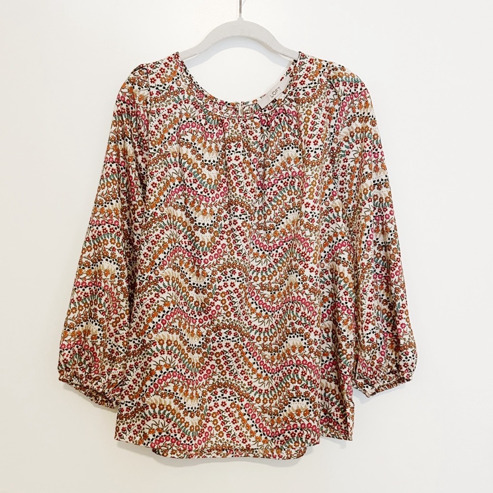 LOFT Puff Sleeve Peasant Blouse